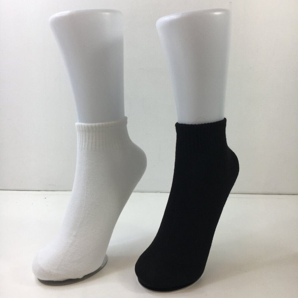 Unisex Ankle Socks 2 Pack Ribbed Cuff Black White